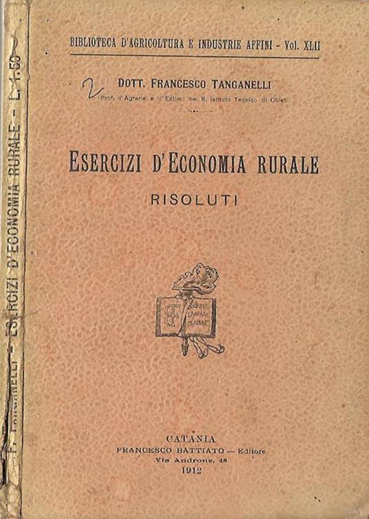 Esercizi d’economia rurale. risoluti - Francesco Tanganelli - copertina