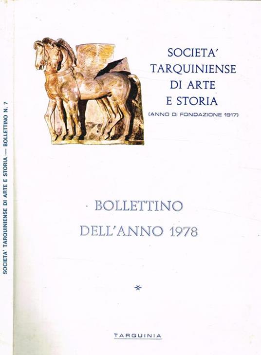 Società tarquiniense di arte e storia (anno di fondazione 1917). Bollettino dell'anno 1978 - copertina