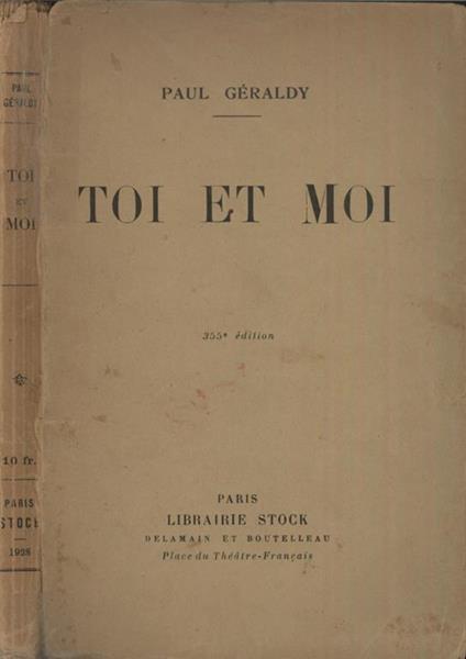 Toi et moi - Paul Géraldy - copertina