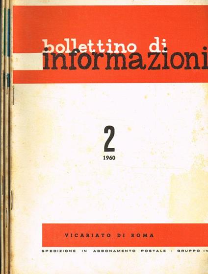 Bollettino di informazioni. Vicariato di Roma anno VIII numero 2 3 4 - copertina