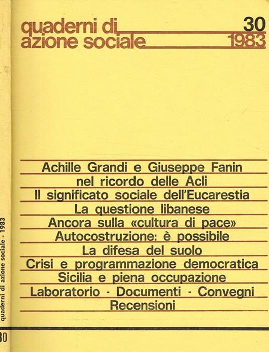 Quaderni di azione sociale. Rivista delle ACLI anno XXXII n.30 - Domenico Rosati - copertina