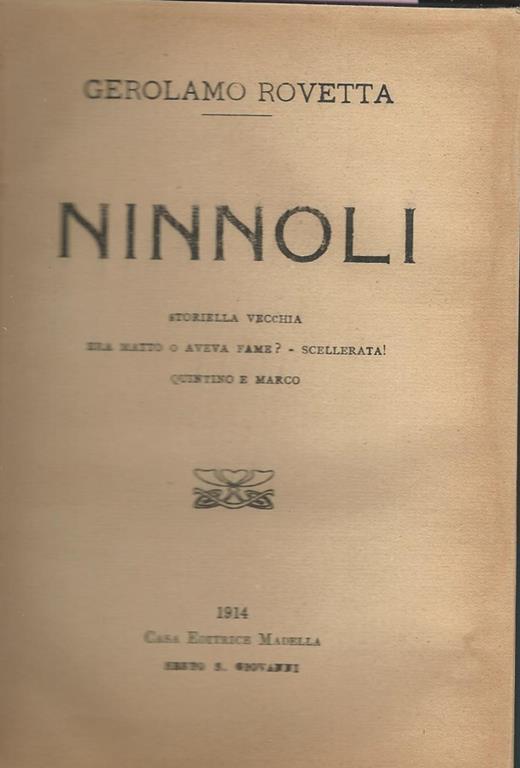 Ninnoli. Storielle vecchia, Era matto e aveva fame?- scellerata!, Quintino e Marco - Gerolamo Rovetta - copertina