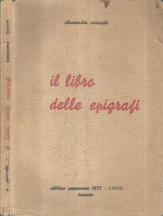 Il libro delle Epigrafi - Alessandro Criscuolo - copertina