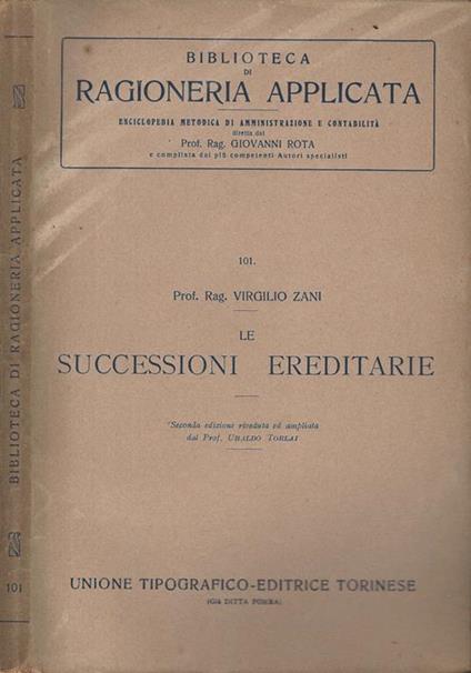 Le successioni ereditarie - Virgilio Zani - copertina