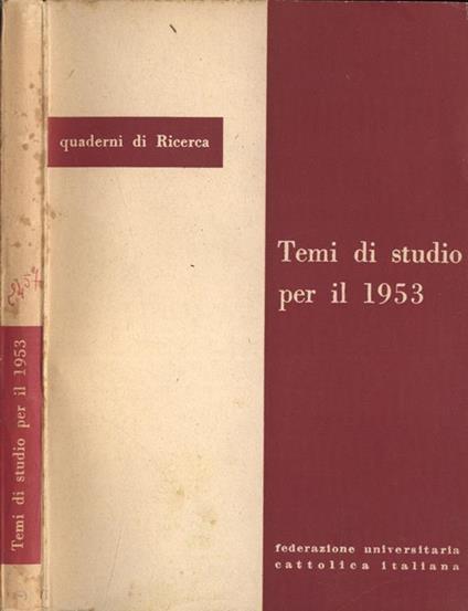 Temi di studio per il 1953 - copertina