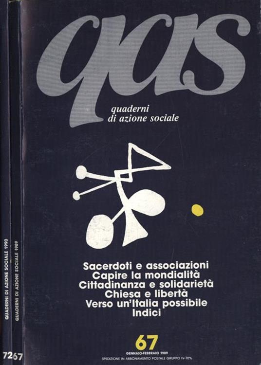 Qas Quaderni Di Azione Sociale Anno 1989 N. 67 - 72 - copertina