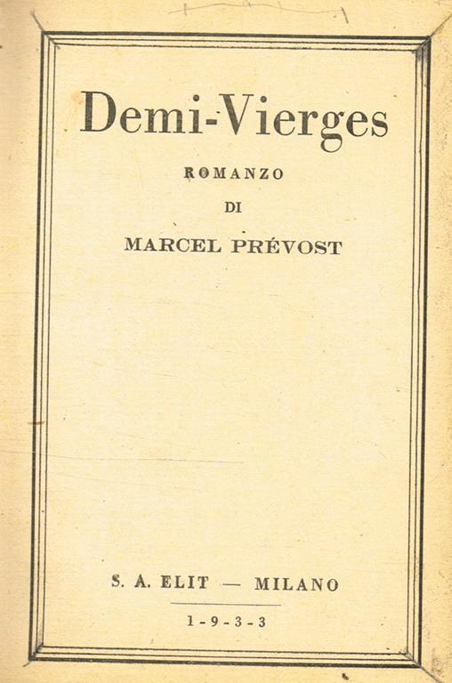 Demi-Vierges - Marcel Prévost - copertina