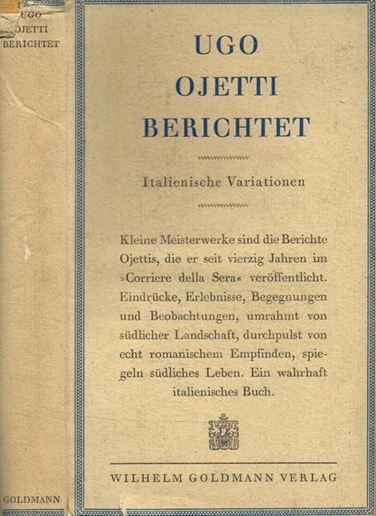 Berichtet. Italienische variationen - Ugo Ojetti - copertina