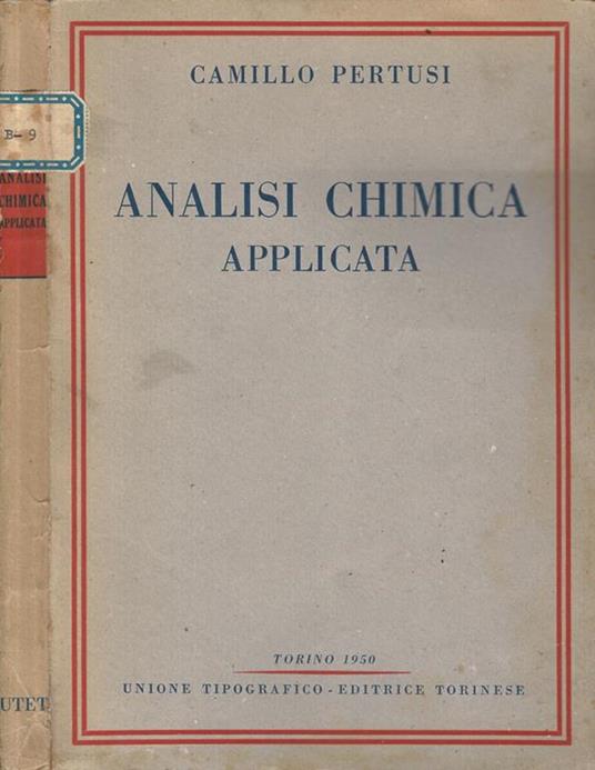 Analisi chimica applicata - Camillo Pertusi - copertina