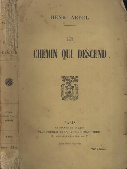 Le chemin qui descend - Henry Ardel - copertina