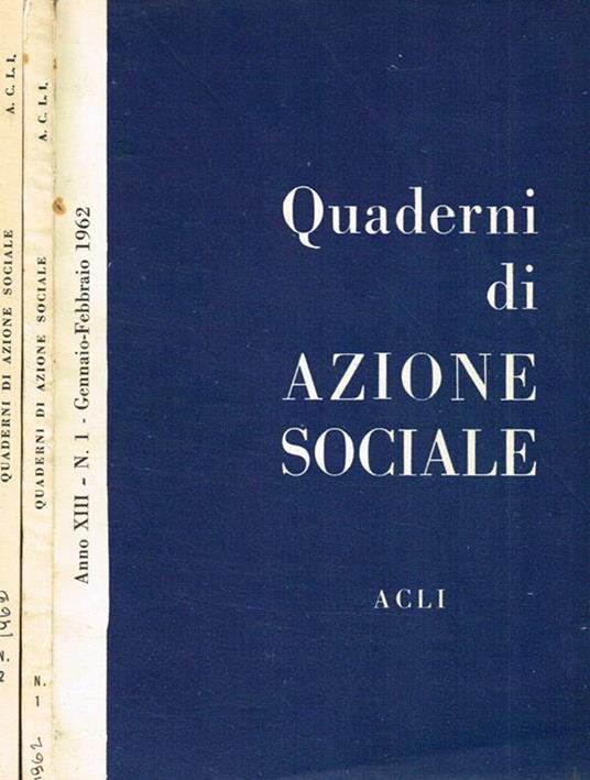 Quaderni di azione sociale. Rivista bimestrale anno XIII n.1 2 - Livio Labor - copertina