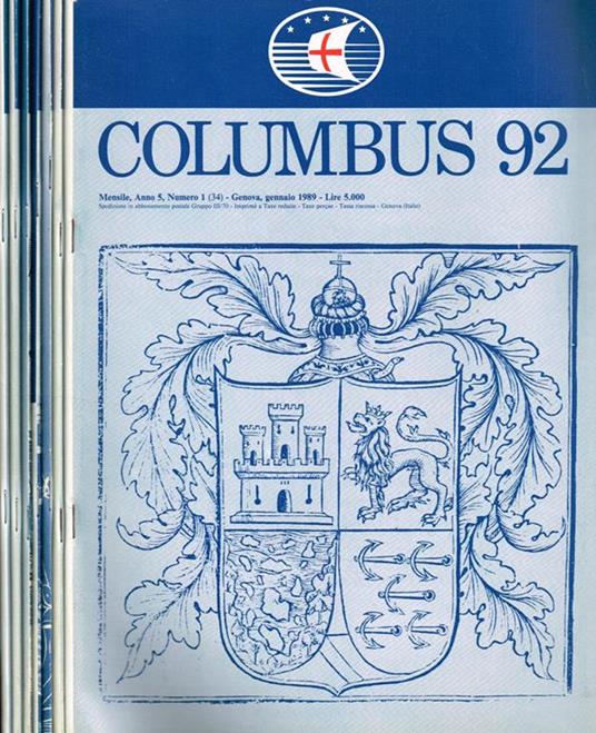 Columbus 92. Mensile di informazioni culturali anno 5 n.1 2 5 6 7/8 9/10 11/12 - Mario Bottaro - copertina