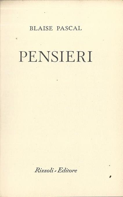 Pensieri - Blaise Pascal - copertina