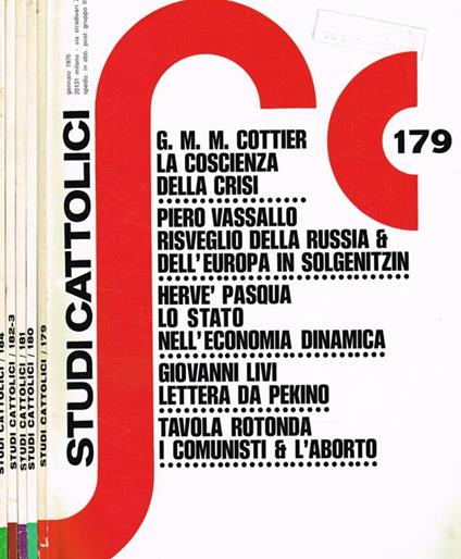 Studi Cattolici. Mensile di studi e attualità anno XX n.179 180 181 182/3 184 - Cesare Cavalleri - copertina