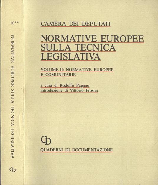 Normative europee sulla tecnica legislativa Vol. II - copertina