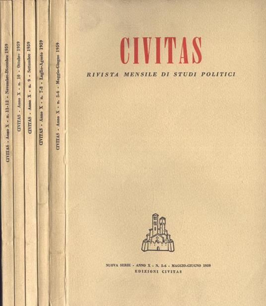 Civitas Anno X n. 5 - 6, 7 - 8, 9, 10, 11 - 12. Rivista mensile di studi politici - Paolo E. Taviani - copertina