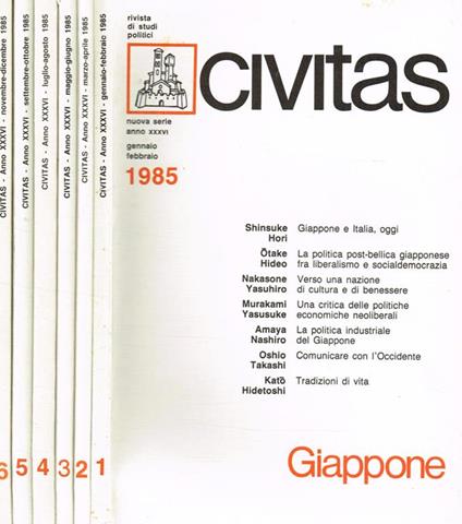 Civitas. Rivista bimestrale di studi politici fondata nel 1919 da Filippo Meda. Anno XXXVI - Paolo E. Taviani - copertina