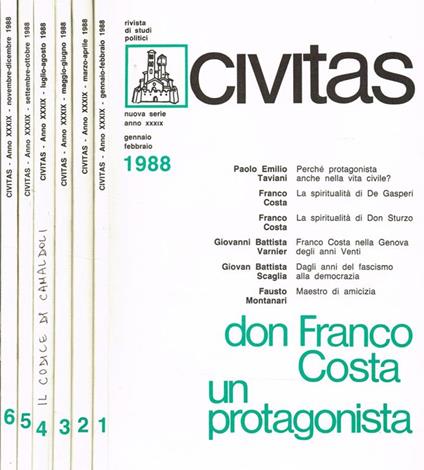 Civitas. Rivista bimestrale di studi politici fondata nel 1919 da Filippo Meda. Anno XXXIX - Paolo E. Taviani - copertina