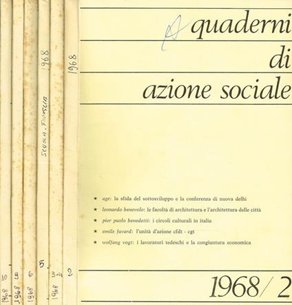 Quaderni di azione sociale. Rivista mensile anno XIX n.2 3/4 5 6 9 10 - Livio Labor - copertina