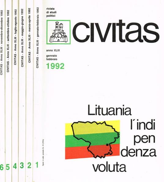 Civitas. Rivista bimestrale di studi politici fondata nel 1919 da Filippo Meda. Anno XLIII - Paolo E. Taviani - copertina