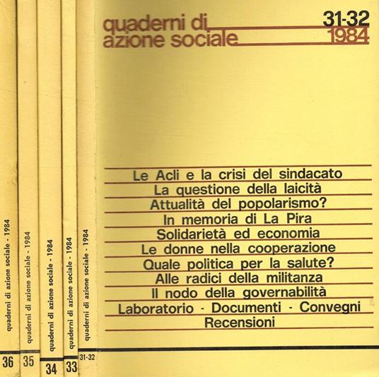 Quaderni di azione sociale. Rivista delle ACLI anno XXXIII - Domenico Rosati - copertina