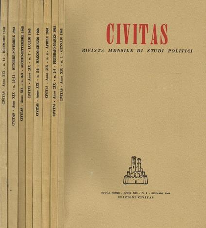 Civitas. Rivista mensile di studi politici fondata nel 1919 da Filippo Meda. Anno XIX - Paolo E. Taviani - copertina