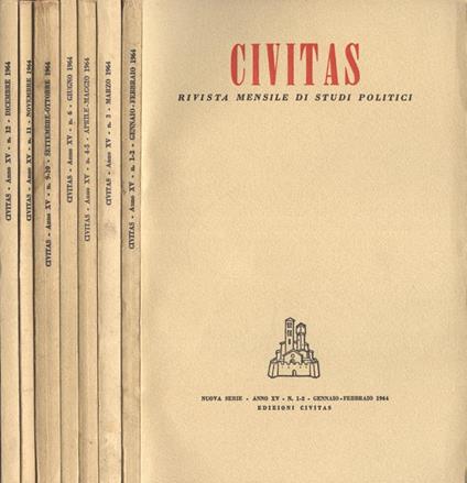 Civitas Anno XV n. 1 - 2, 3, 4 - 5, 6, 9 - 10, 11, 12. Rivista mensile di studi politici - Paolo E. Taviani - copertina