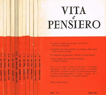 Vita e pensiero. Rassegna italiana di cultura anno L - copertina