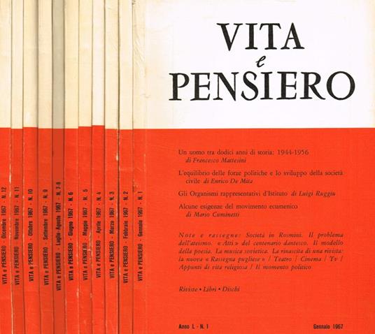 Vita e pensiero. Rassegna italiana di cultura anno L - copertina