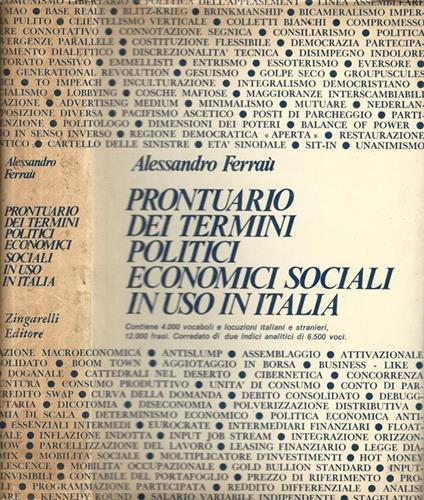 Prontuario dei termini politici economici sociali in uso in Italia - Alessandro Ferraù - copertina