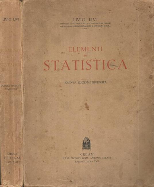 Elementi di Statistica - Livio Livi - copertina