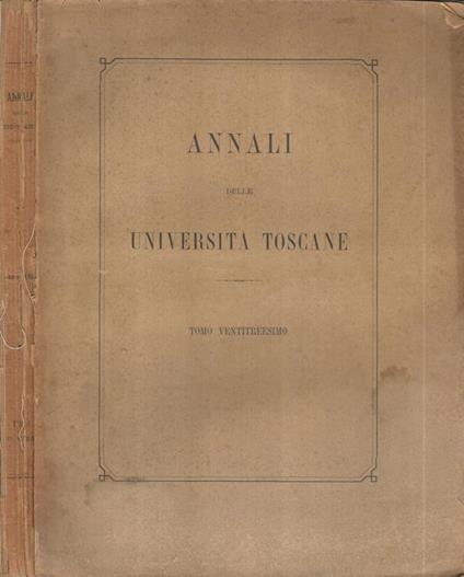 Annali delle Università Toscane Vol XXIII - copertina