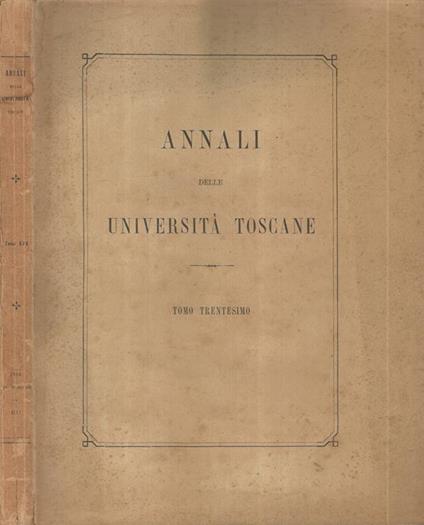 Annali delle Università Toscane Vol XXX - copertina