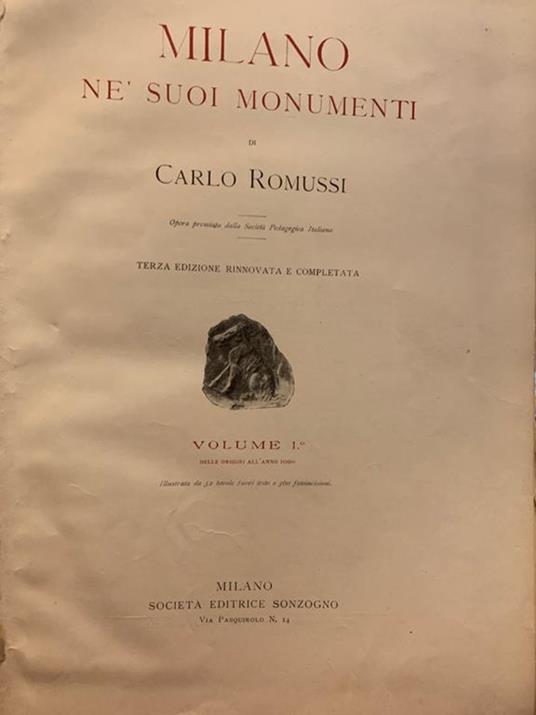 Milano nè suoi monumenti - Carlo Romussi - copertina