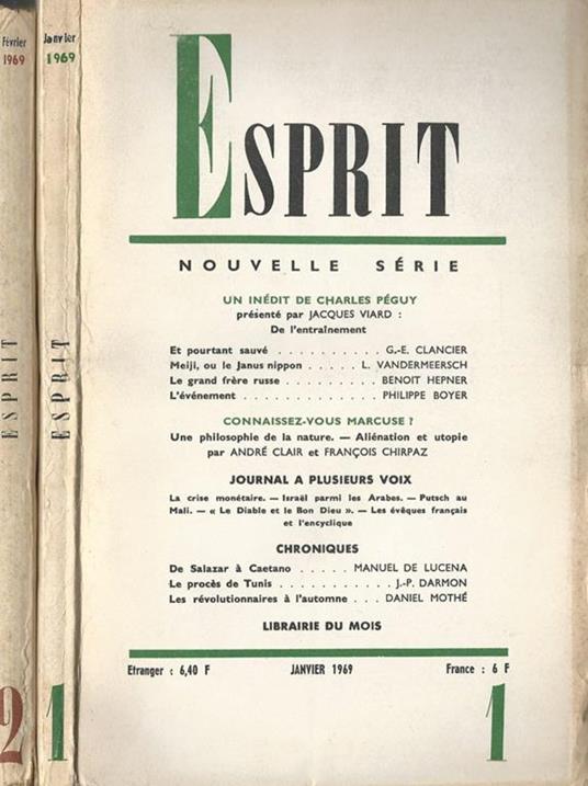 Esprit Anno XXXVI-N° 1, 2 - Jean-Marie Domenach - copertina