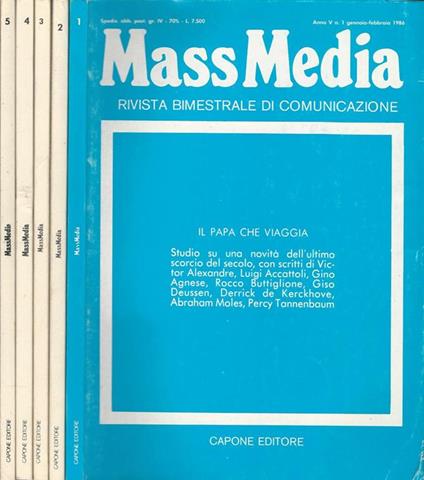 MassMedia Anno V-N° 1, 2, 3, 4, 5. Rivista bimestrale della comunicazione - Gino Agnese - copertina