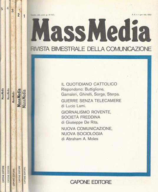 MassMedia Anno II-N° 1, 2, 3, 4, 5. Rivista bimestrale della comunicazione - Gino Agnese - copertina