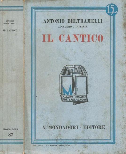 Il cantico - Antonio Beltramelli - copertina