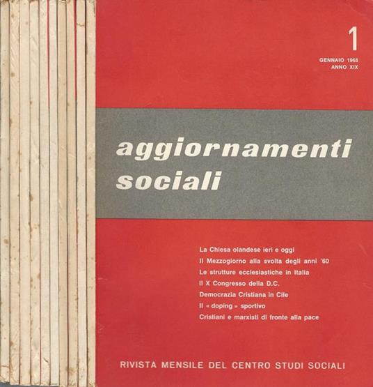 Aggiornamenti sociali Anno XIX-Annata completa. Rivista mensile del Centro Studi Sociali - copertina