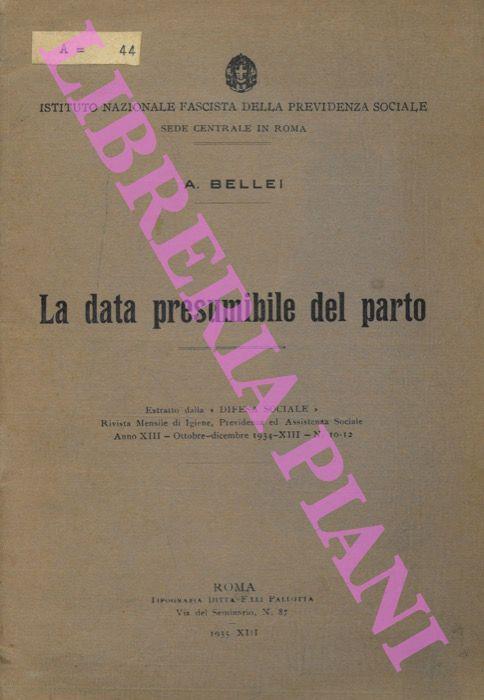 La data presumibile del parto - A. Bellei - copertina