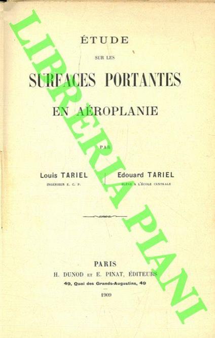 Etude sur les surfaces portantes en aéroplanie - copertina