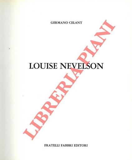 Louise Nevelson - Germano Celant - copertina