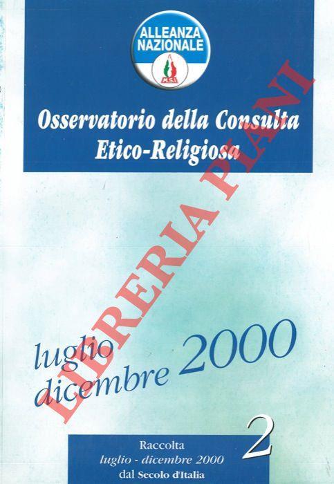 Osservatorio della Consulta Etico - Religiosa. Raccolta - copertina