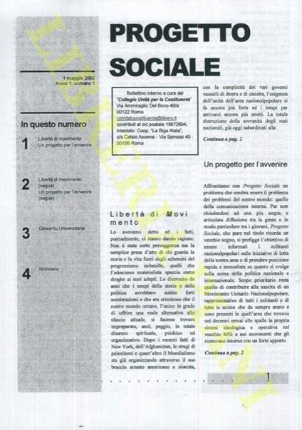 Progetto sociale - copertina