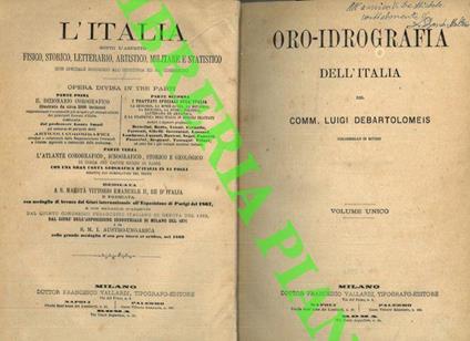 Oro-idrografia dell'Italia. Volume unico - Luigi De Bartolomeis - copertina