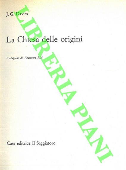 La Chiesa delle origini - J. G. Davies - copertina