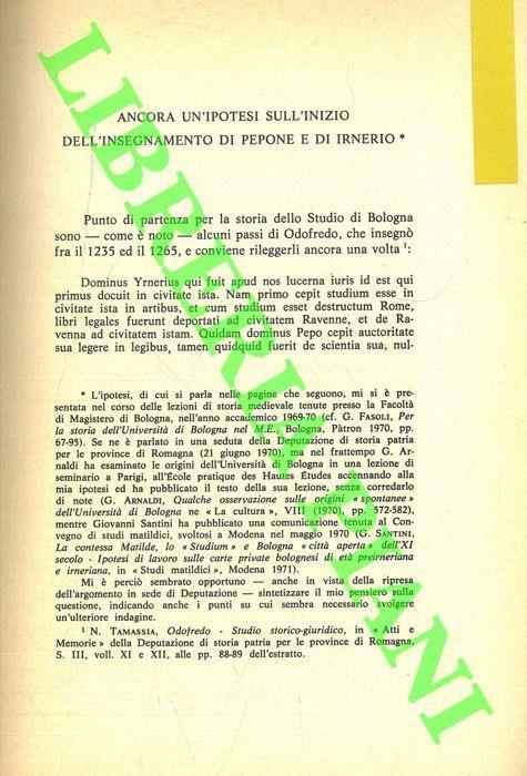 Ancora un'ipotesi sull'inizio dell'insegnamento di Pepone e di Irnerio - Gina Fasoli - copertina