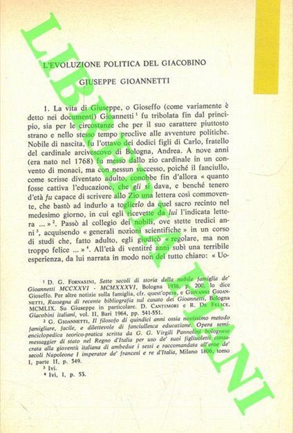 L' evoluzione politica del giacobino Giuseppe Gioannetti - Umberto Marcelli - copertina