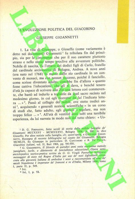 L' evoluzione politica del giacobino Giuseppe Gioannetti - Umberto Marcelli - copertina