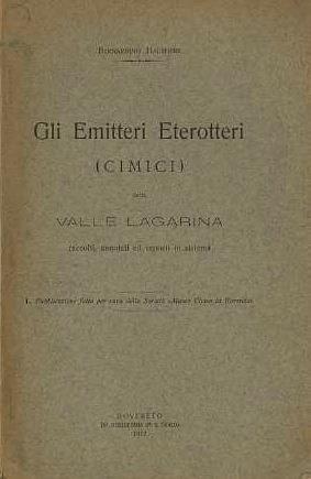 Gli emitteri eterotteri (cimici) nella Valle Lagarina: raccolti, annotati ed esposti in sistema - Bernardino Halbherr - copertina